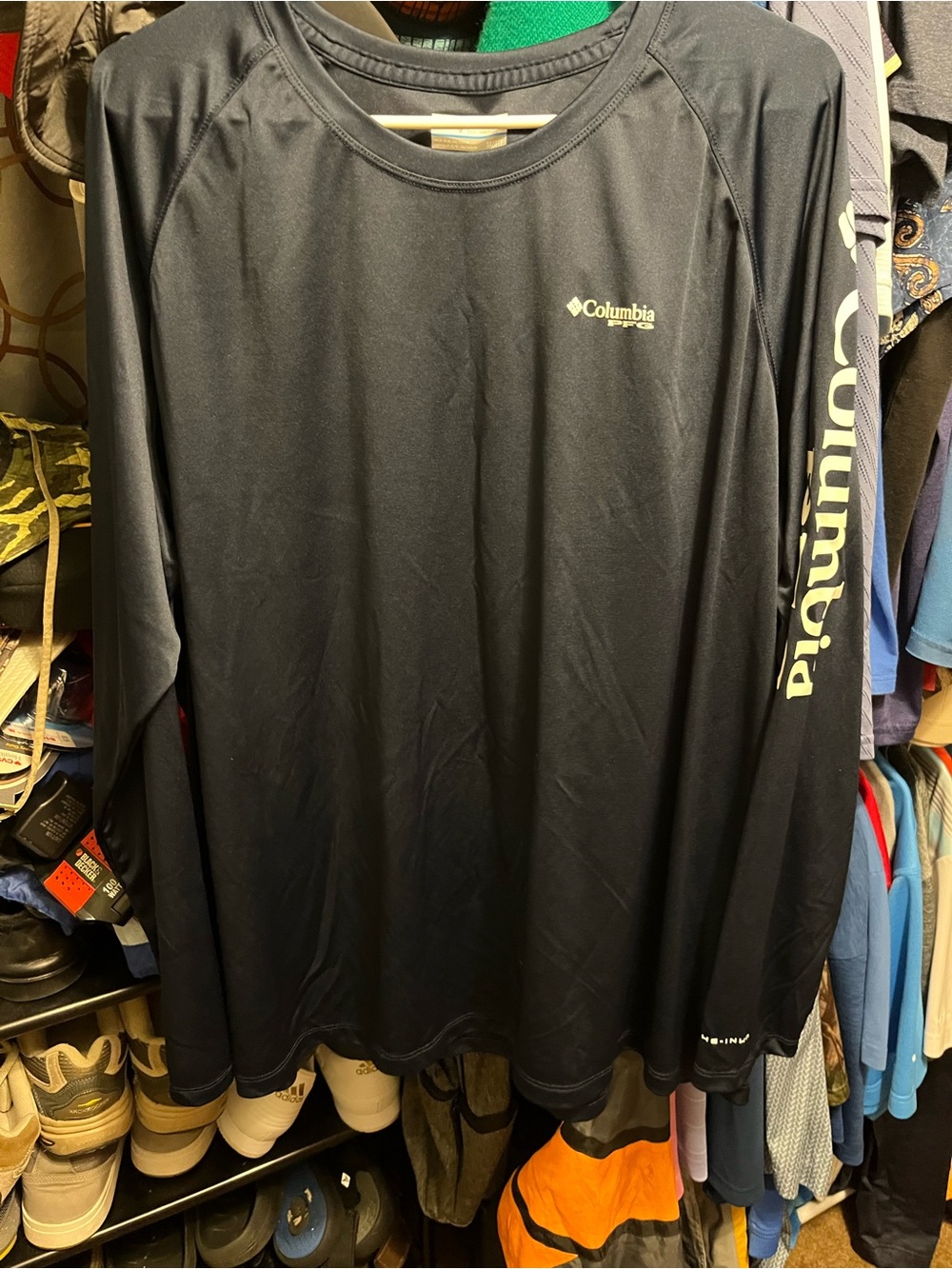 Columbia Navy Long-Sleeve Performance Tee with Sleeve Logo